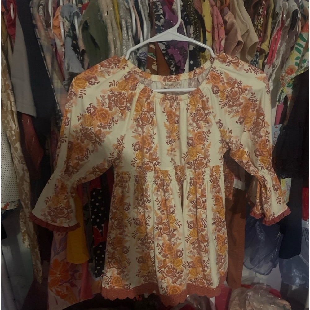 Matilda Jane Just Imagine Charlotte Girl's Floral Print Peasant Top